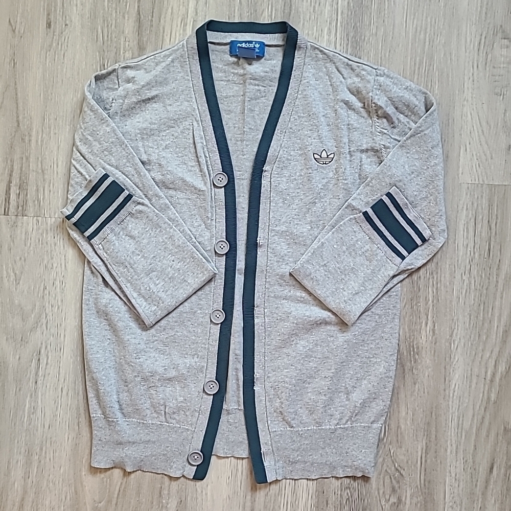 Adidas Men's Cardigan in Gray with Navy Accents